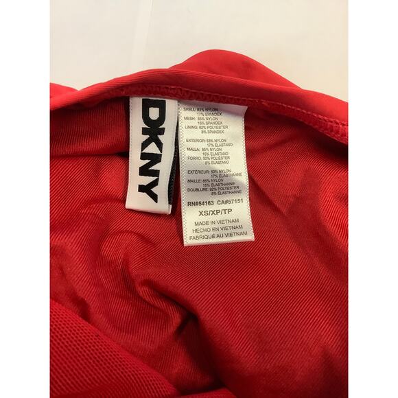 DKNY Women's XS Real Red Triangle Halter Neck One Piece Swimsuit L8-17 - Picture 6 of 7
